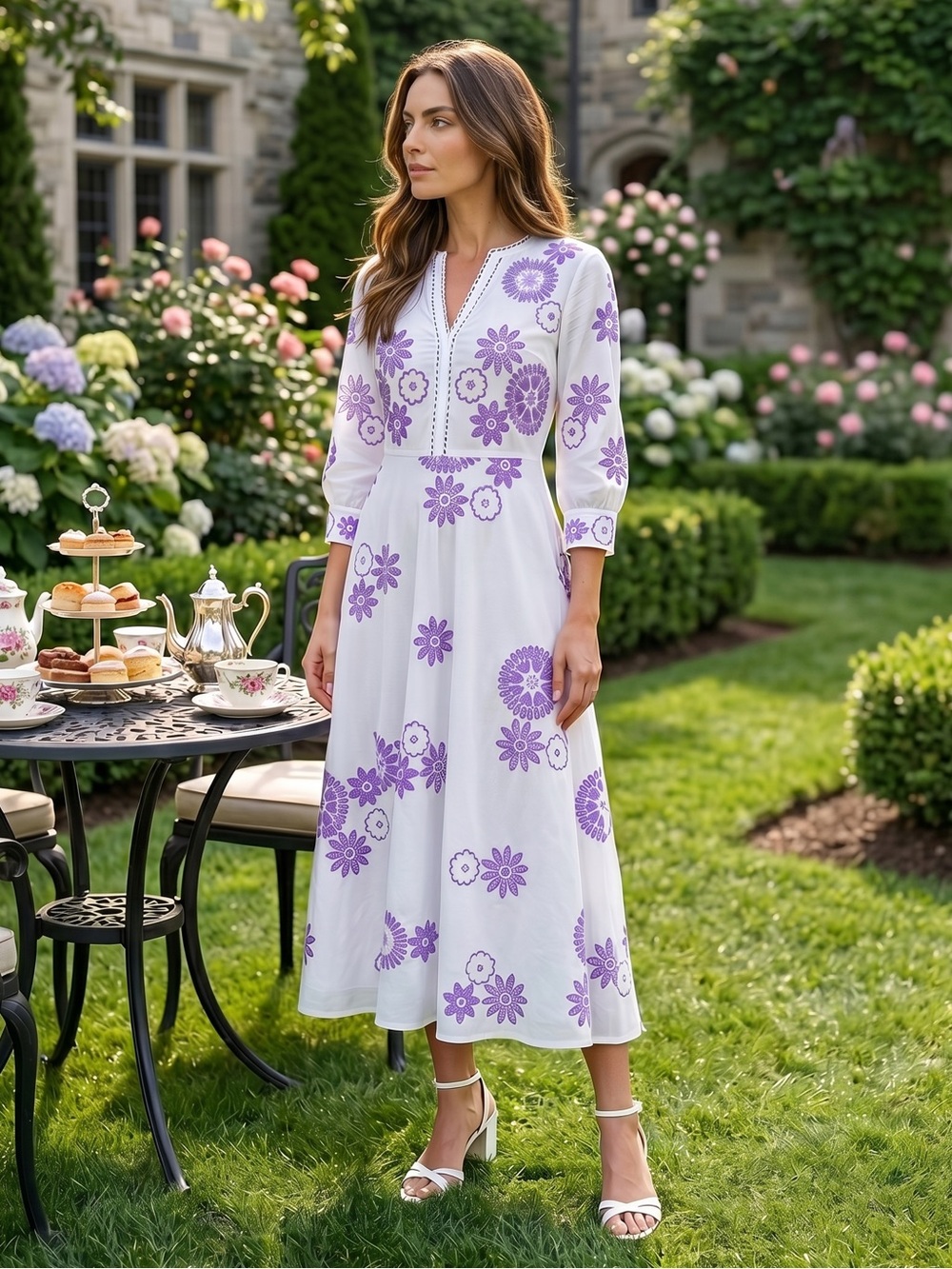 Tuckernuck NIMO WITH LOVE White and Purple Azurite Dress